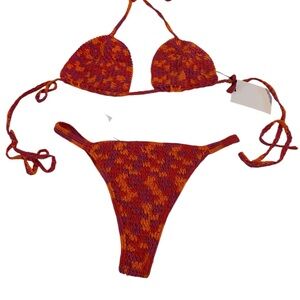 Stylish Red and Orange Bikini Set